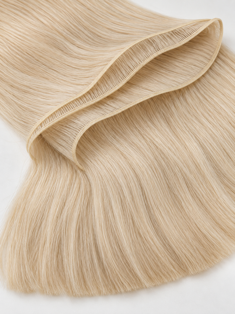 Blond lasni trak Genius Weft z vidnim tankim zgornjim robom.
