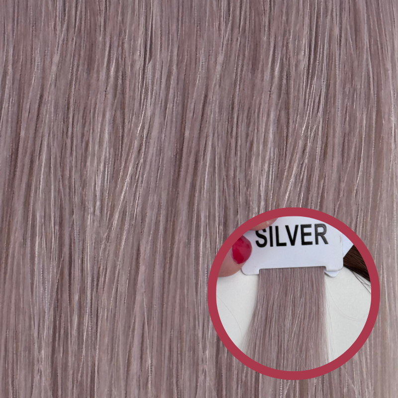 Barvni vzorec lasnih podaljškov – odtenek Silver.