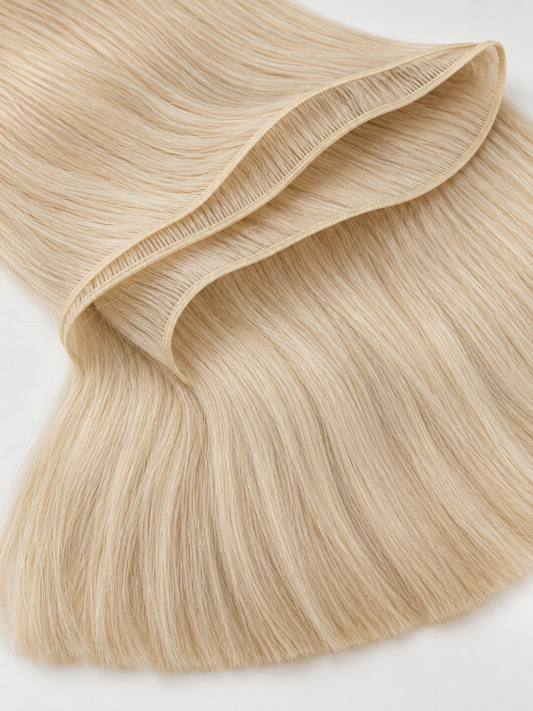 Blond lasni trak Genius Weft z vidnim tankim zgornjim robom.